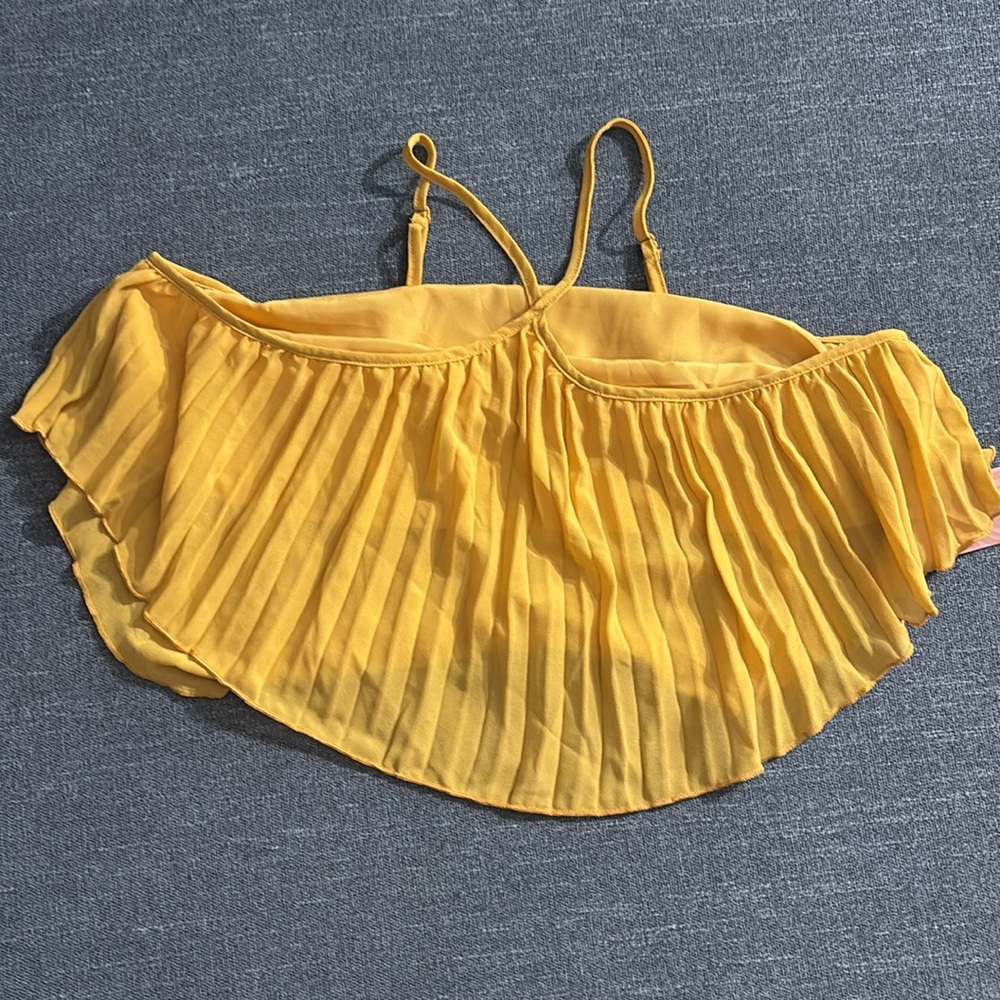 Solid Pleated Halter Top With Skirt Yellow/Mustard Yellow